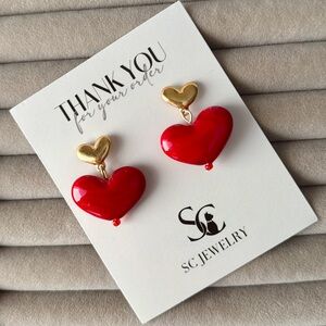 ZARA STYLE DOUBLE HEART EARRINGS NEW SEASON